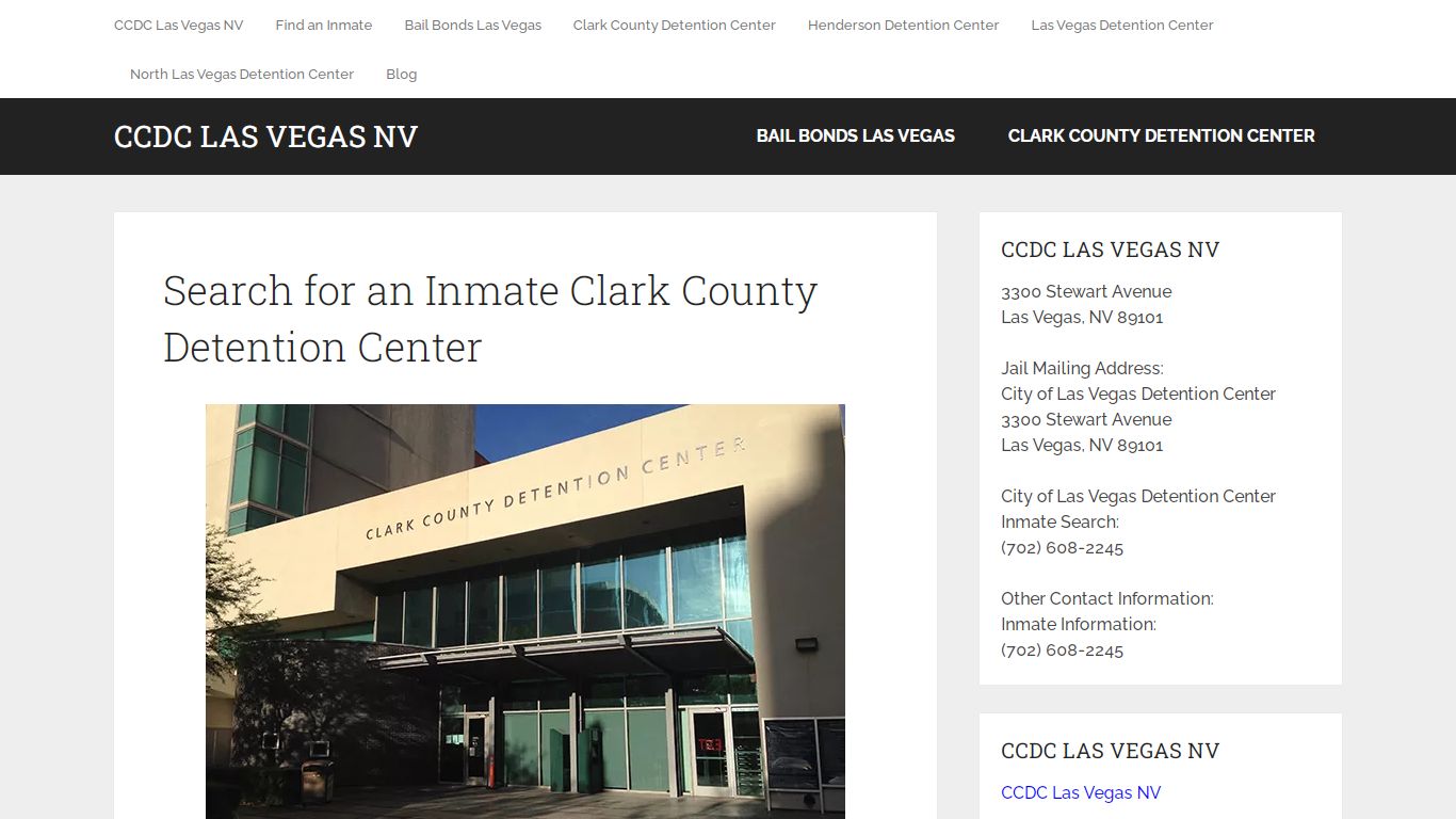 Search for an Inmate Clark County Detention Center - CCDC Las Vegas NV