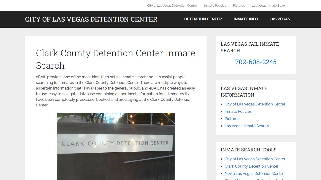 Clark County Detention Center Inmate Search - City of Las Vegas ...